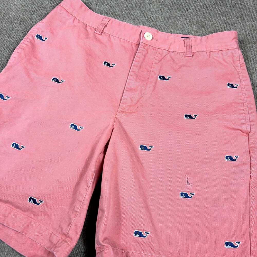 Vineyard Vines Breaker Shorts Men's 32 Pink Whale Embroidered Mid Rise Outdoor